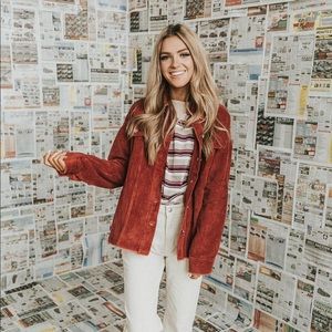 Burnt Orange Corduroy Styled Jacket